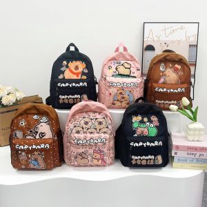 TIWG SHIPBUIDING70NG0 Sức chứa lớn Ba lô đeo vai capybara Đa năng thường ngày Dây đeo có thể điều chỉnh Cặp sách trẻ em Sáng Tạo Túi đưa thư nữ