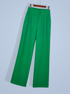 Green Wide Leg Pants Womens High Waist Straight Cut Slim Fit Long Pants Black Narrow Style Wide Leg Straight Pants