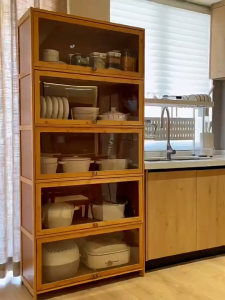 Habitate Bamboo Kitchen Cabinet 3/4/5/6Layers Acrylic Transparent Space Saving Kitchen Living Room Bookshelf Cabinet Organzier#xh012#XH019