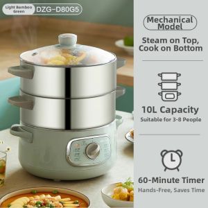 [China Plug Without Adapter] Bear | Multi-Function Automatic Electric Steamer 3-Layer Stainless Steel