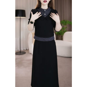 GUBODUO | Popular Thickened Dress Women Autumn Winter Mom Elegant Fake Two-piece