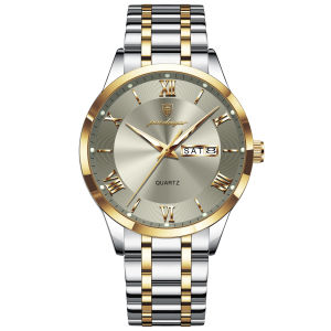 FUGUIJIAREN | Waterproof Dual Calendar Stainless Steel Luminous Watch
