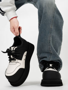 American Style Mens Big Head Mickey Shoes 8cm Invisible Heightening Board Shoes Matte Thick Bottom Casual Platform Bread Shoes