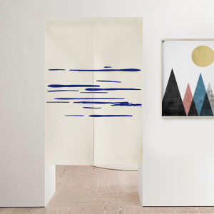 Nordic Minimalist Klein Blue Home Bedroom Partition Curtain Toilet Blocking Hanging Door Curtain Kitchen Fabric Semi-Curtain