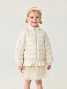 Marc&Janie | Warm Ruffled Collar Ribbed Quilted Down Jacket Red