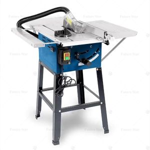 Table Saw 10\\\" Mesin Meja Potong Mesin Gergaji Kayu 10inch 1800 Watt Multifungsi dengan Stand & Push Stick 90 derajat Cross Cut & 0-45 derajat Bevel Cut 4700RPM Blade saw 254*30mm Tinggi Pisau yang Dapat Disesuaikan untuk Kerja Kayu