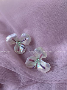 Provence Purple Flower Resin S925 Silver Needle Earrings Womens Fashion Jewelry Colorful Elegant Plant Pattern Ear Studs