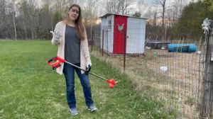 Cordless Lawn Trimmer Weed Wacker - Apiuek 21V Lawn Mower Grass Edger with 2.0Ah Li-Ion Battery Powered & 3 Cutting Blade Types Compact Power Tool for Lawn Yard Work