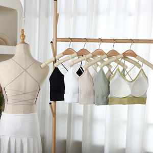 Summer New Fixed Cup Cross Back Strap Underwear Integrated Base Layer Chest Pad Beautiful Back Bra Womens Intimate Apparel