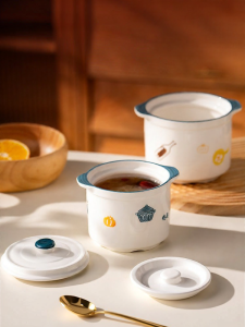 onlycook | Ceramic Double-lid Soup Tureen for Steaming and Boiling