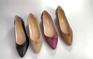 Giày  búp bê đế xuồng 5cm da thật mũi nhọn gắn nơ nhỏ DN505- FORM NHỎ ( Tăng  1 size) -CÓ BẢO HÀNH.