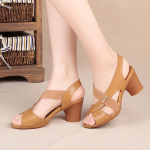 【In Stock】High Heel Sandals Womens Chunky Heel heel Fish Mouth Korean Style Sandals for womem