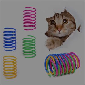 < INLIFE > Cat Pet Toy Color Plastic Spring Telescopic Bouncing Ball Cat Toy 1 pack