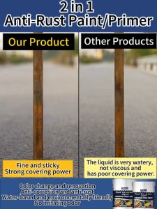 ✨Imported Germany✨quick dry anti rust primer paint for metal coating for rusty steel 0.5L/1L/2L no need to polish rust converter remover converter rust into a protective layer to prevent rust and mildew Waterproof anti rust paint for metal