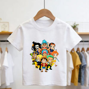 Bandai | 2026 One Piece Anime Mens Cotton Top Boy Summer Short Sleeve Childrens  Luffy One Piece Cartoon Print T-shirt  Kids Clothes