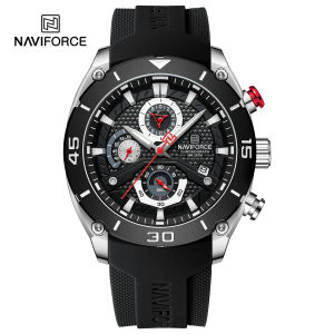 NAVIFORCE Watch for Men Original Waterproof  Silicone Strap Sports Luminous Chronograph Calendar Quartz Wristwatch Fashion Casual NF8038
