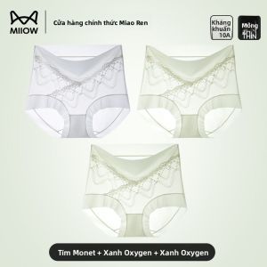 Quần lót ren MiiOW làm bằng lụa băng không đường may lưng cao thoải mái