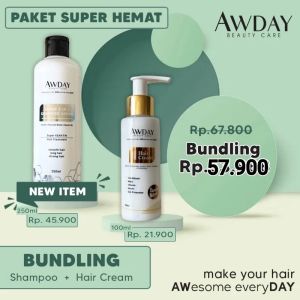 Awday Shampo keratin dan haircream paket bundling