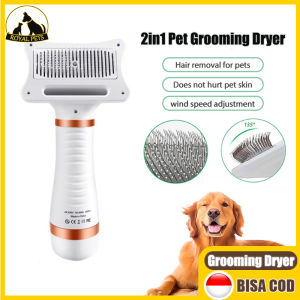 2 in 1 Pengering Rambut Hewan Peliharaan Sisir Pengering Rambut Sisir Pengering Rambut Anjing Sisir Kucing dan Pengering Rambut Kebisingan Rendah Satu Sentuhan Penghilang Bulu