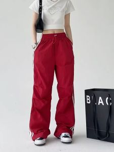 Korean Dress🎁 กางเกงขากระบอก 💥 กางเกงทรงหลวมทรงตรงทรงหลวม สไตล์สปอร์ตย้อนยุคสไตล์อเมริกันกางเกงคาร์โก้ ญ