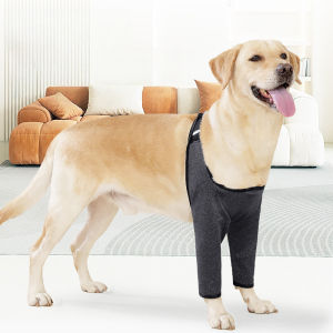 Mojioo แขนป้องกันการเลียสำหรับสุนัขสีเทาสำหรับขาหน้า-ป้องกันการขาสองข้าง | ป้องกันการเลียแผลและแบคทีเรียแยก | ยืดหยุ่นและปรับได้พอดี (S-XXXL)