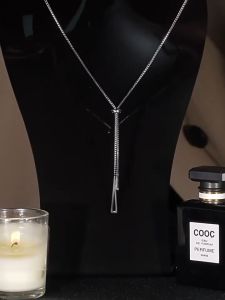 [Local Stock Ready] Fashion Triangle Titanium Steel Necklace | Long Tassel Accessory | Sweater Chain Pendant Necklace