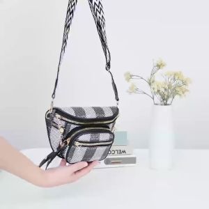 TB BAG #8443 FASHION LEATHER CHEST BAG AND CROSSBODY FANNY PACK WITH METALLIC ACCENTS FOR WOMEN