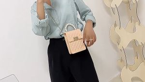 Yapak Ruffah Jelly Mini Bag Style Pearl Fashion Chain Shoulder Crossbody Mobile Phone Bag for Women