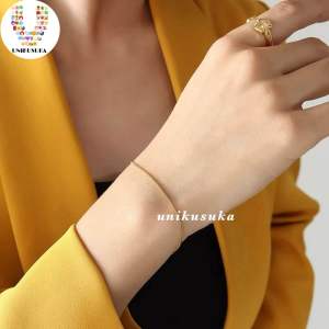 [UNIKUSUKA] Gelang tangan titanium rantai gold polos Gelang korea fashion style