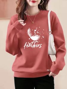 เสื้อสเวตเตอร์คอปกกลมแบบหนาและบางสำหรับผู้หญิงในฤดูใบไม้ผลิและฤดูใบไม้ร่วง เสื้อคลุมกันหนาวแบบสวมหัว ทรงหลวม สไตล์เกาหลี