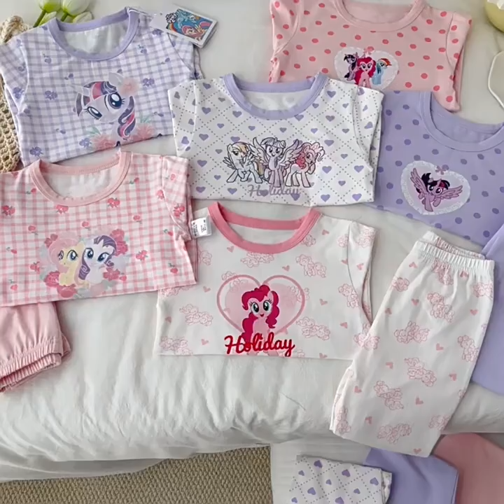[My Little Pony] Genuine Children's Pajamas Long-Sleeved Lycra Cotton Loungewear Girls Cute Sweet 2025 New Style