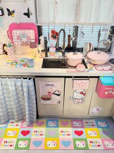 Dopamine Kitty Cat Heart Grid Kitchen Special Absorbent Oil Water Absorbent Anti-Slip Quick Dry Soft Diatom Mud Door Mat