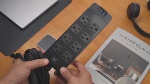 US 8 Outlets Surge Protector Power Strip 12 in 1 Charging Station with 2 USB C 2 USB Ports5FT Flat Plug Extension Cord for Home