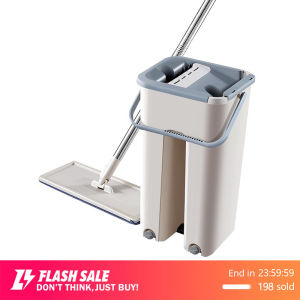 🔥 Mop For Floor With Spinner On Sale 360 2 in1 Self-Wash Cleaning Wet and Dry Floor Mop with Squeeze Bucket Microfiber Lazy Mop Self Clean Lazy Hand Free Wash Stainless Steel Automatic Broom Flat Mop Cleaning Tool Kit For household Home Kitchen