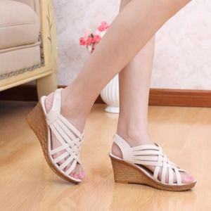 New 2025 Korean Style mid Heel Slope Heel Sandals Women Summer Thick Bottom Waterproof Platform Roman Student Fish Mouth Sandals Trendy