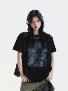 zuocisankon | Aged Washed Tie-Dye Printed Loose Couple T-Shirt