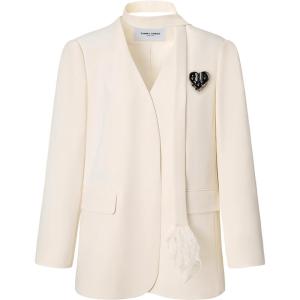 TAMMY TANGS | Sweet Style Womens Suit Jacket With Sash H-Shape Loose Fit Casual Commute Interview Business Wedding Everyday Polyester Fiber