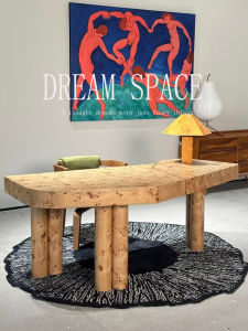 Vintage Simple Zen Aesthetic Solid Wood Burl Desk