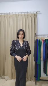 LooWear Luxury Maxi Dress Brukat Duyung Long Sleeve Premium