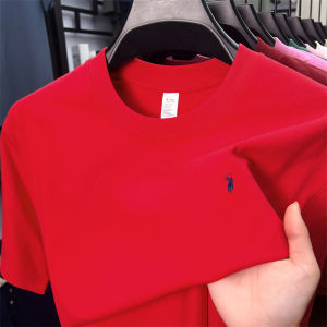 ผ้าฝ้าย 100% เสื้อยืดแขนสั้นผู้ชายแฟชั่นแบรนด์ Paul Pony เย็บปักถักร้อยฤดูร้อนใหม่ high-end สบายๆสบายๆรอบคอด้านบน