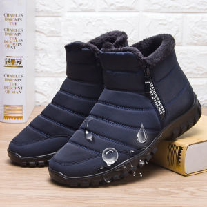 WuChu รองเท้าบูทน้ำหนักเบาผู้ชายสำหรับฤดูหนาวขนาดพิเศษรองเท้าฤดูหนาวรองเท้าหิมะกันน้ำรองเท้าหุ้มข้อ45ลื่นใช้ได้ทั้งชายและหญิง