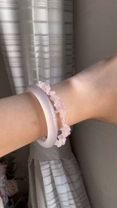 Vòng Tay Rose Quartz Hợp Mệnh Mộc Mệnh Hỏa Khóa Bạc 925 Cao Cấp - Thu Hút Tình Yêu Bình An Cân Bằng Cảm Xúc -Bluegems