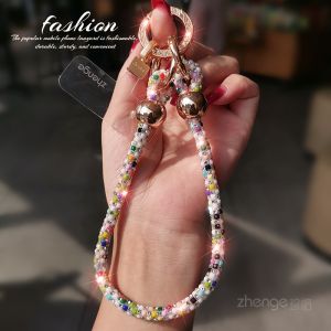 สร้อยข้อมือโทรศัพท์มือถือแบบสั้นพร้อมหัวเข็มขัดรูปวงกลม สร้อยข้อมือสุดหรูสำหรับผู้หญิง สร้อยคอโทรศัพท์มือถือแบบมีด้ามจับ