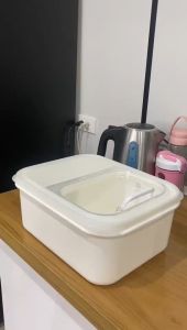 Rice Storage Bin Container With Sliding Flip Lid Cover Dust Insects Proof Grain Cereal Organizer Bucket Sealed Dispenser