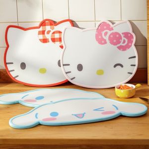 GOODOO การ์ตูน Sanrio เขียง Hello Kitty แบบสองด้าน หุ่น Kuromi Melody แผ่นรองตัด ใช้งานได้จริง กันลื่น เขียงสำหรับสับ ผักผลไม้อาหาร