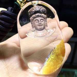 Pure natural crystal pendant with transparent crystal finely carved full of shape beautiful color. Wearing it can attract wealth and ensure peace and safety. It is the best choice for wearing giving as a gift or collecting.