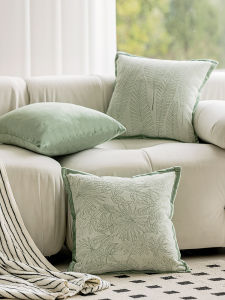 Áo Gối Sofa Màu Xanh Lá Cây Kem Kiểu Pháp Nhẹ Phong Cách Scandinavia Phòng Khách Mẫu Phòng Đầu Giường Đệm Lưng