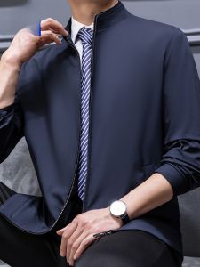 ROMON | Young Executive Mens Casual Business Administrative Jacket Lomei Spring Autumn New Style Zipper Closure Polyester Fiber