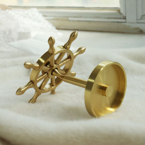 Bronze Ship Steering Wheel Decorative Ornaments Smooth Sailing Captains Wheel Desktop Rotating Handle Home Decor Accessories