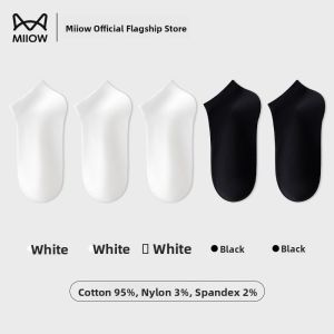 MiiOW | Pure Cotton Breathable Anti-Odor Thin Summer Socks For Women Non-Slip Sports Boat Socks Sweat Absorbent MiiOW Cat Person